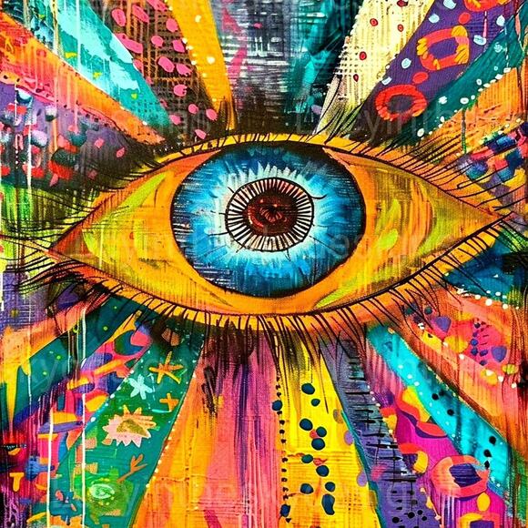 Magic All Seeing Eye Art Print Bright Vivid Wall Art - Picture 2 of 3